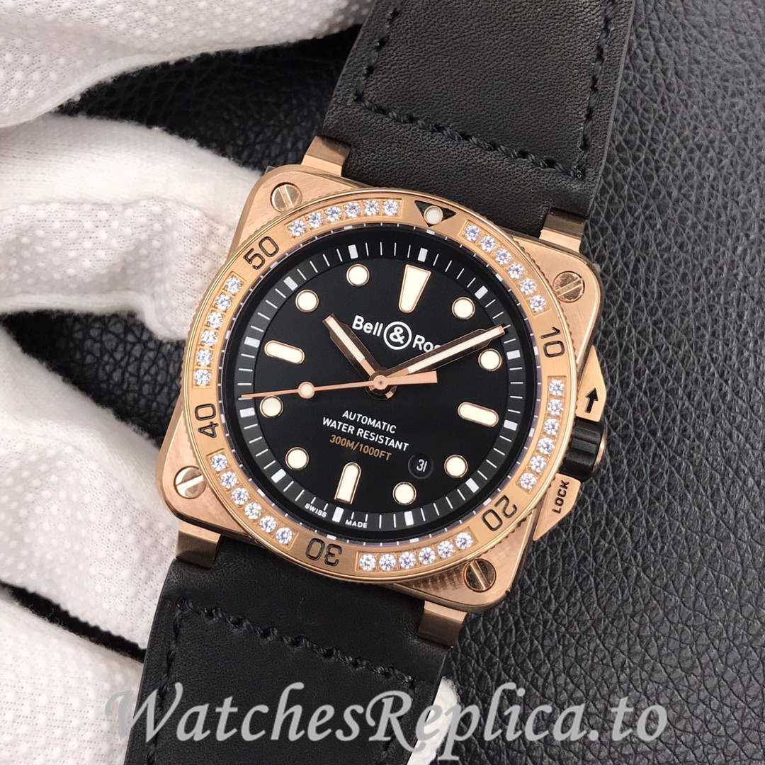 Bell Ross Replica BR 03 BR0392-D-G-BR/SCA Leather strap 42MM - WatchesReplica.is