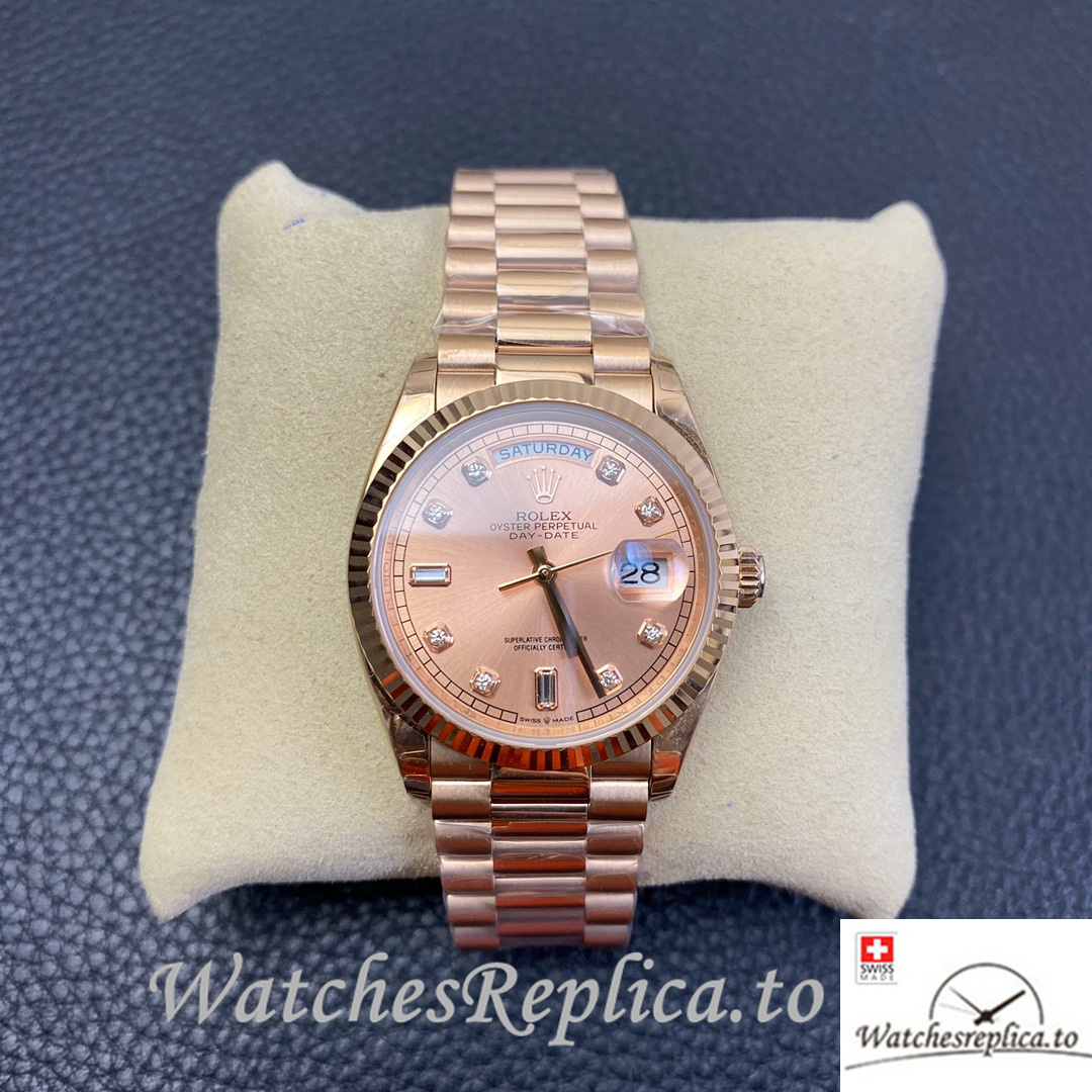 Swiss Rolex Datejust Replica 126233 Rose Gold strap 36MM - WatchesReplica.is