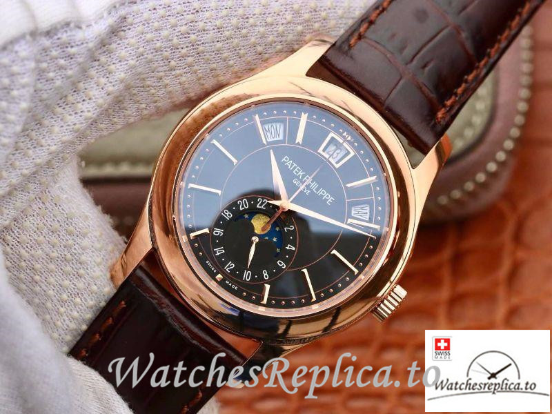 Swiss Patek Philippe Grand Complications Annual Calendar Replica 5205G-001 Brown Strap 40MM - WatchesReplica.is