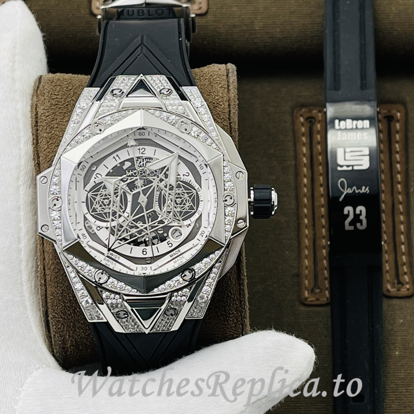 Hublot Replica Big Bang Sang Bleu II Rubber strap 45MM - WatchesReplica.is