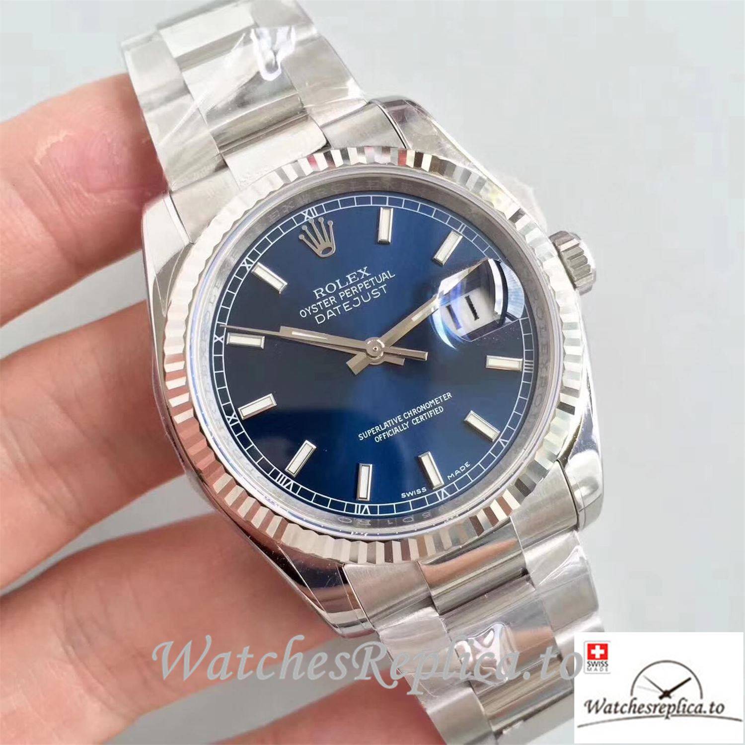Swiss Rolex Datejust Replica 116234 001 Blue Dial 36MM - WatchesReplica.is