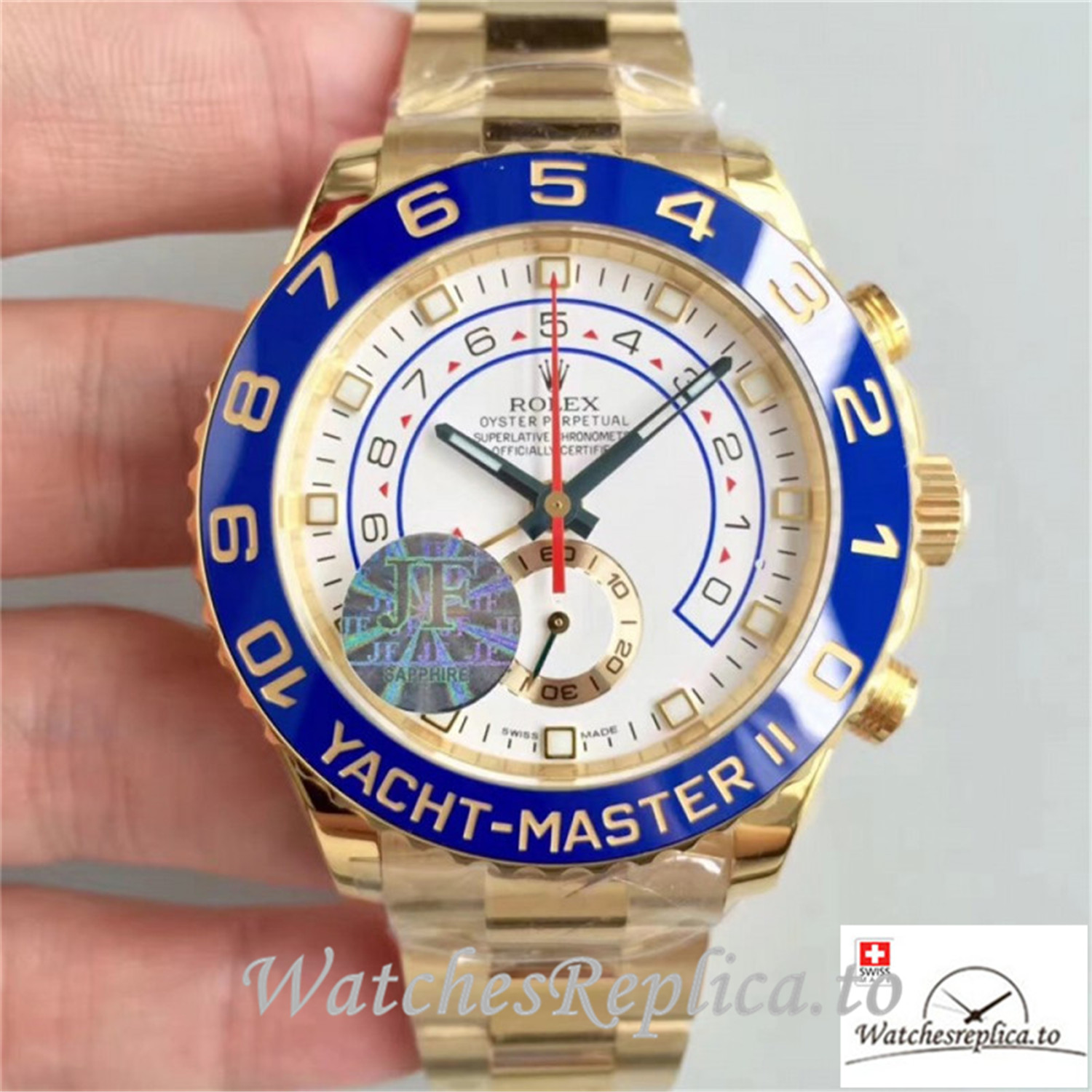 Swiss Rolex Yacht-Master Replica 116688 Yellow Gold Strap 44MM - WatchesReplica.is