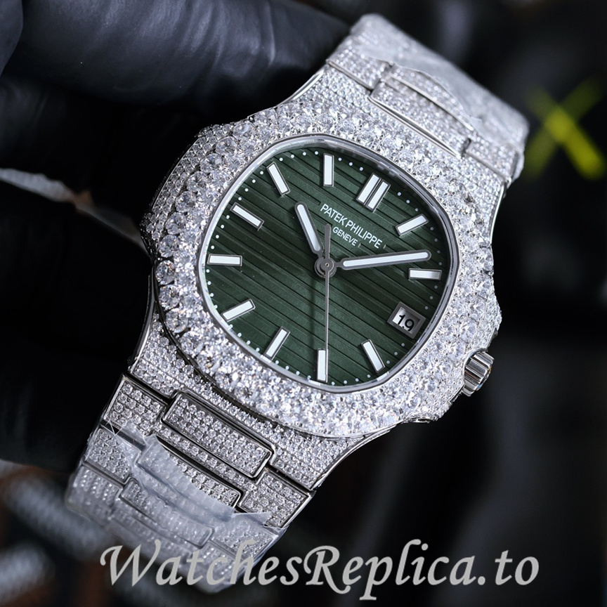 Patek Philippe Replica Nautilus 5711 Diamonds paved strap 40MM - WatchesReplica.is
