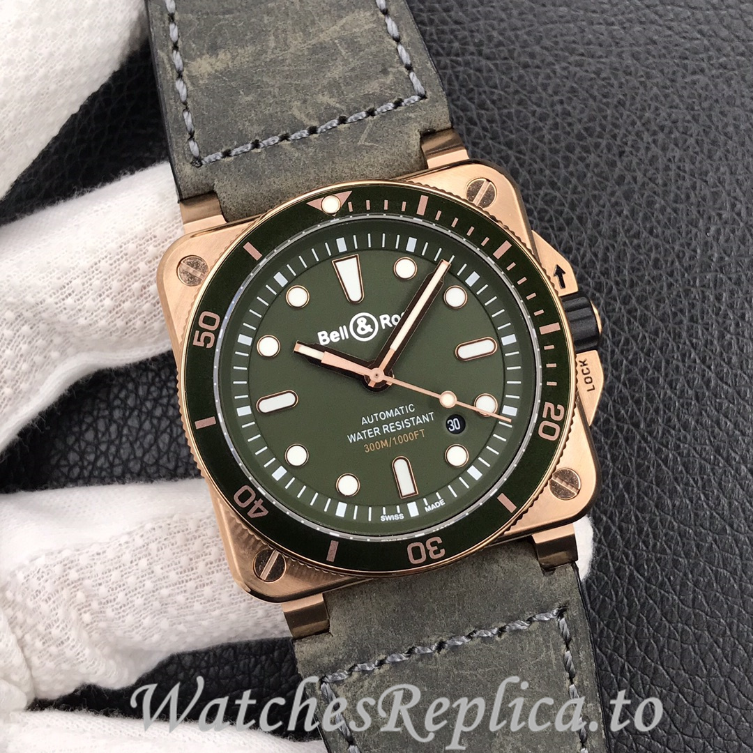 Bell Ross Replica BR 03 BR0392-CAMO-CE/SRB Leather strap 42MM - WatchesReplica.is