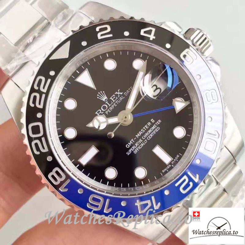 Swiss Rolex GMT-Master II Replica 116710BLNR Silver Strap 40MMx12.1MM - WatchesReplica.is