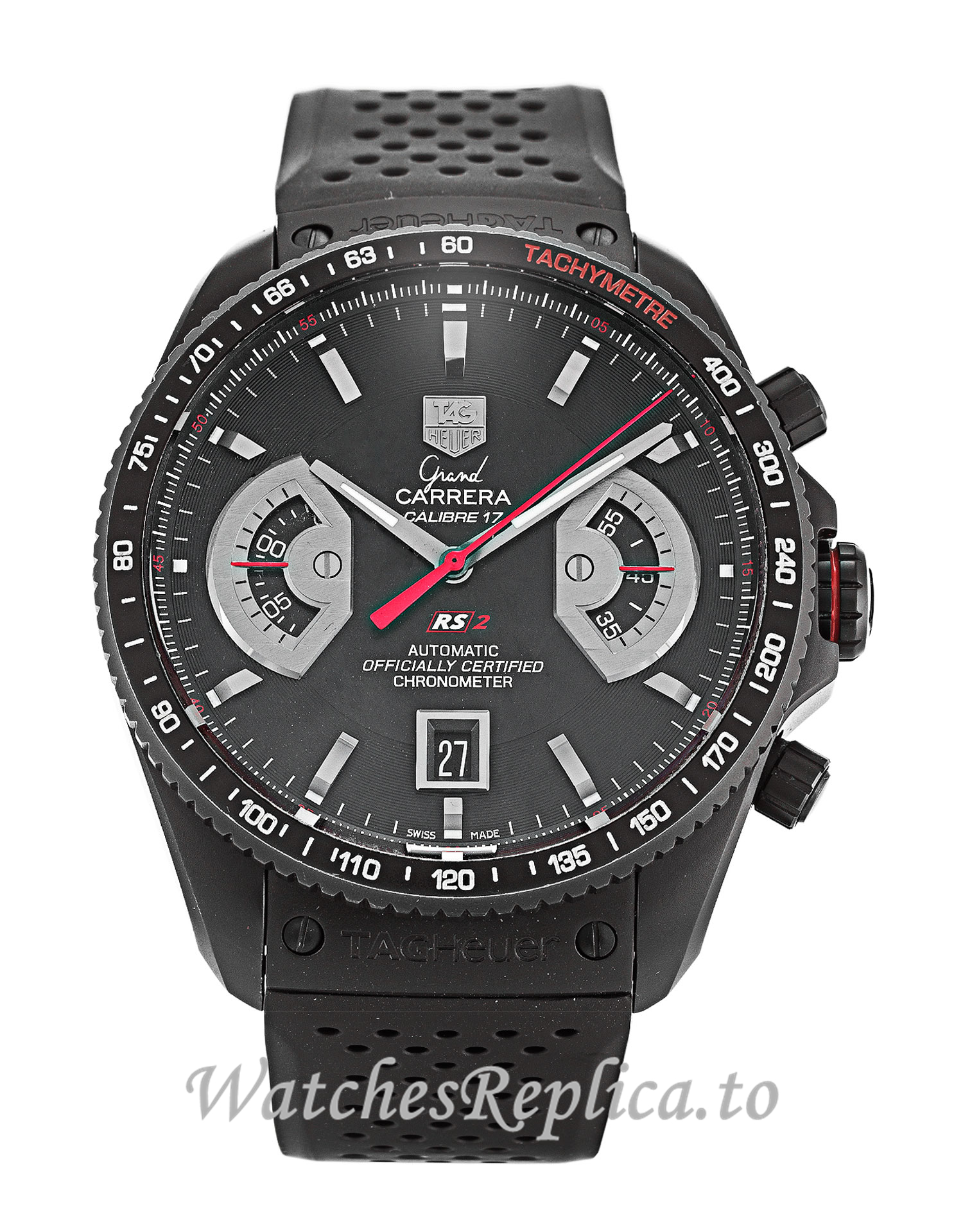 Tag Heuer Grand Carrera Black Dial CAV518B.FC6237 43 MM - WatchesReplica.is