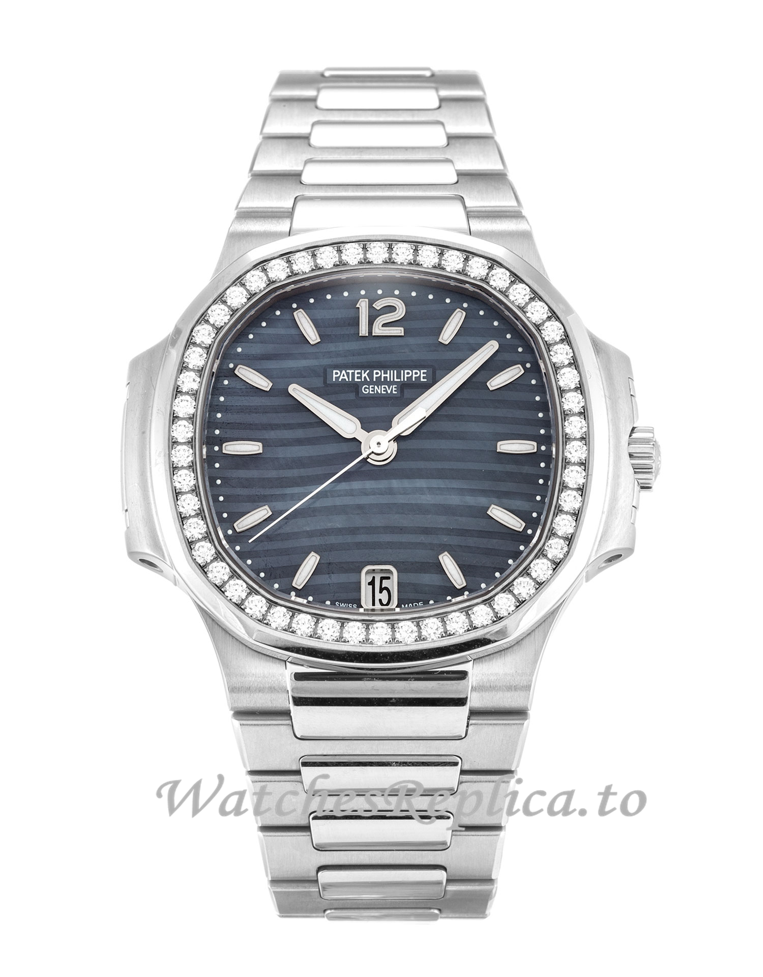 Patek Philippe Nautilus Mother of Pearl Blue Dial 7018/1A 34 MM - WatchesReplica.is