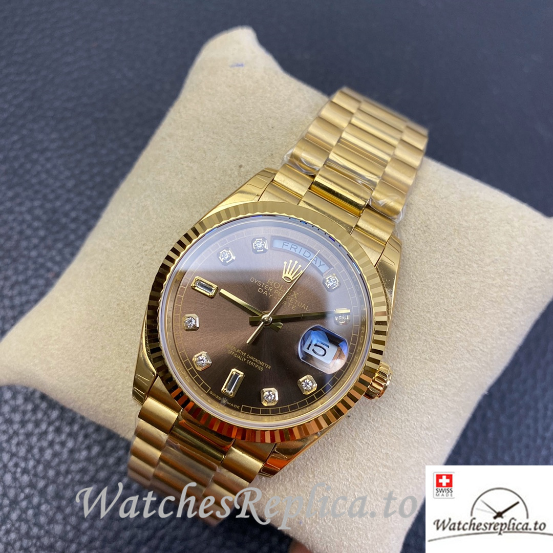 Swiss Rolex Datejust Replica 126233 Yellow Gold strap 36MM - WatchesReplica.is