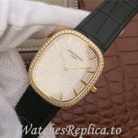 Patek Philippe Replica Golden Ellipse Leather strap 39.5MM - WatchesReplica.is