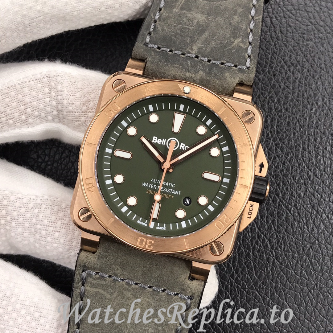 Bell Ross Replica BR 03 BR0392-CAMO-CE/SRB Leather strap 42MM - WatchesReplica.is