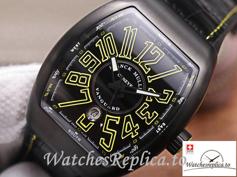 Swiss Franck Muller Vanguard Replica V.45.SC.DT.TT.NR.BR.JA Black Strap 45MM - WatchesReplica.is
