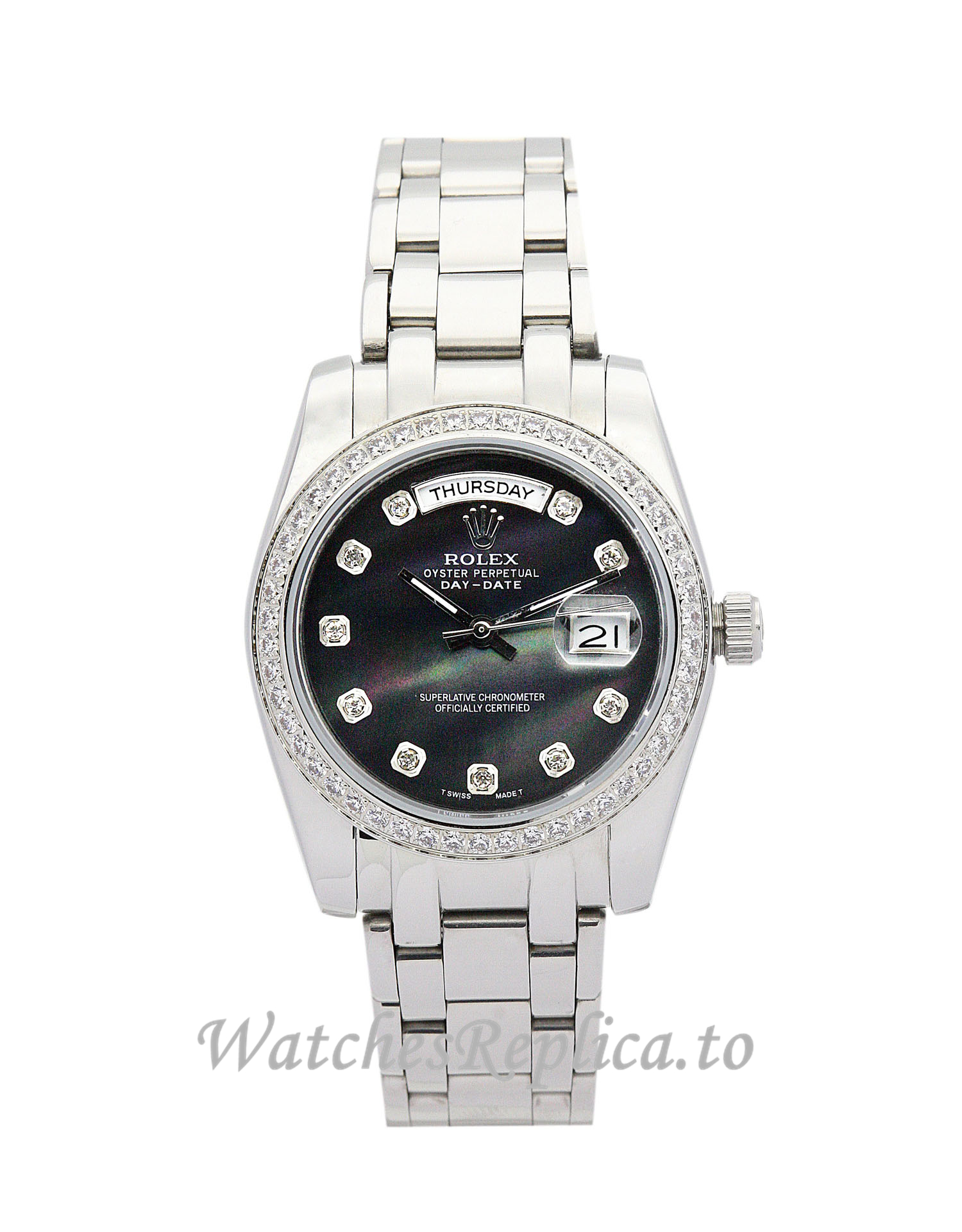 Rolex Day Date Black Dia 118346 - WatchesReplica.is