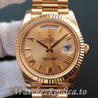 Swiss Rolex Day Date Replica 228239 Yellow Gold strap 40MM - WatchesReplica.is