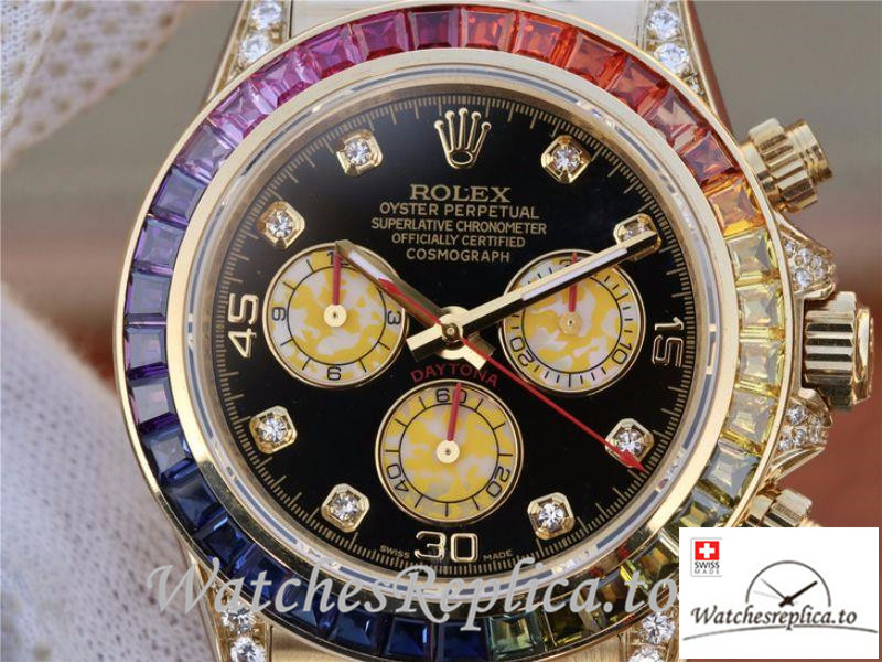Swiss Rolex Daytona Cosmograph Replica 116598RBOW Gold Strap 40MM - WatchesReplica.is