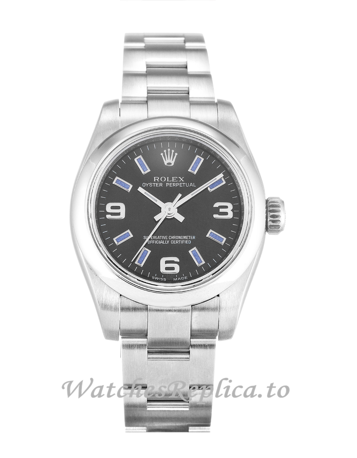 Rolex Lady Oyster Perpetual Black Dial 176200-26 MM - WatchesReplica.is