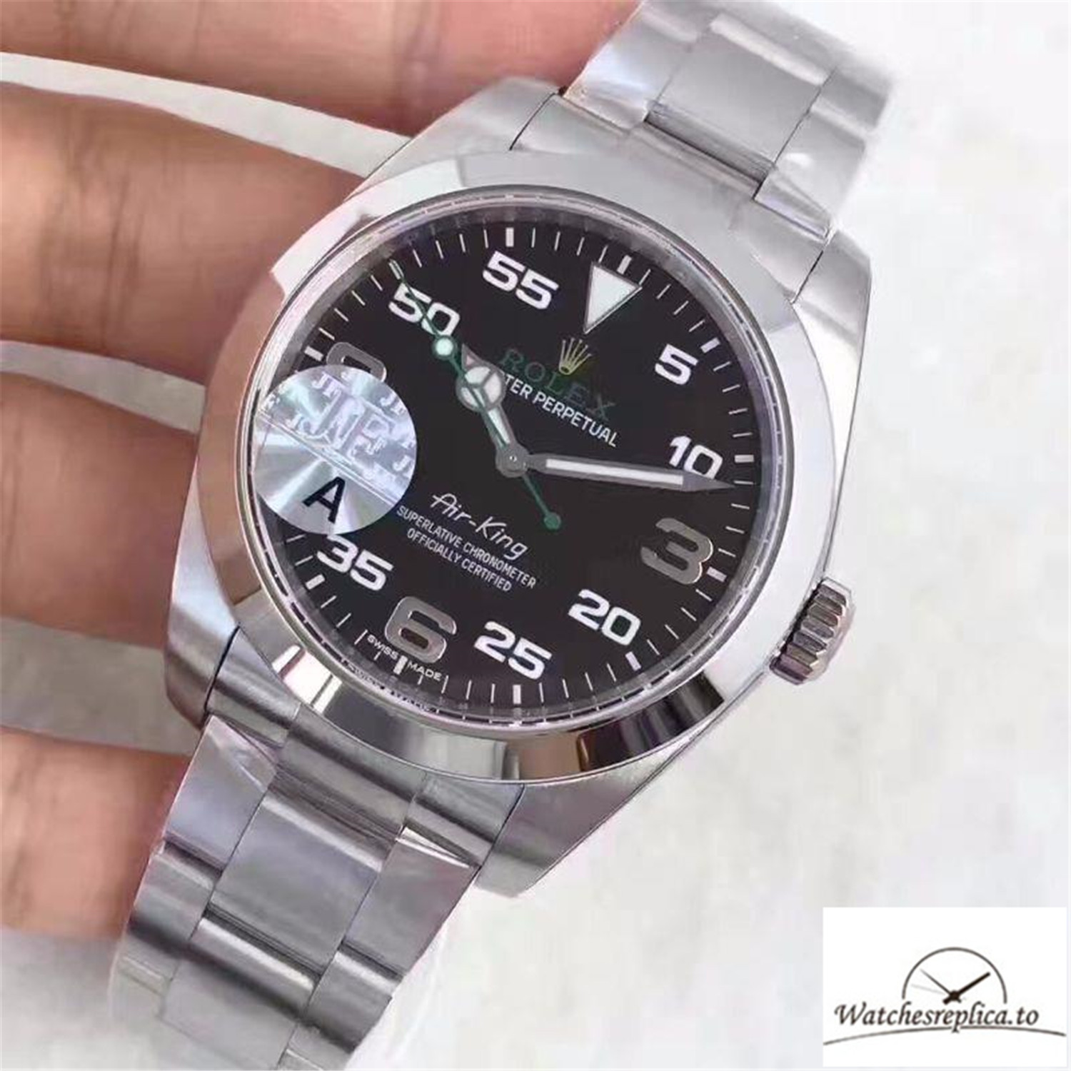 Swiss Rolex AIR King Replica 116900 001 Black Dial 41MM - WatchesReplica.is