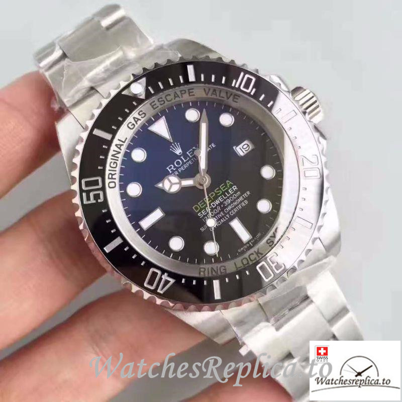 Swiss Rolex Sea Dweller Deepsea D-BLUE Replica 116660 Black Bezel 44MM - WatchesReplica.is