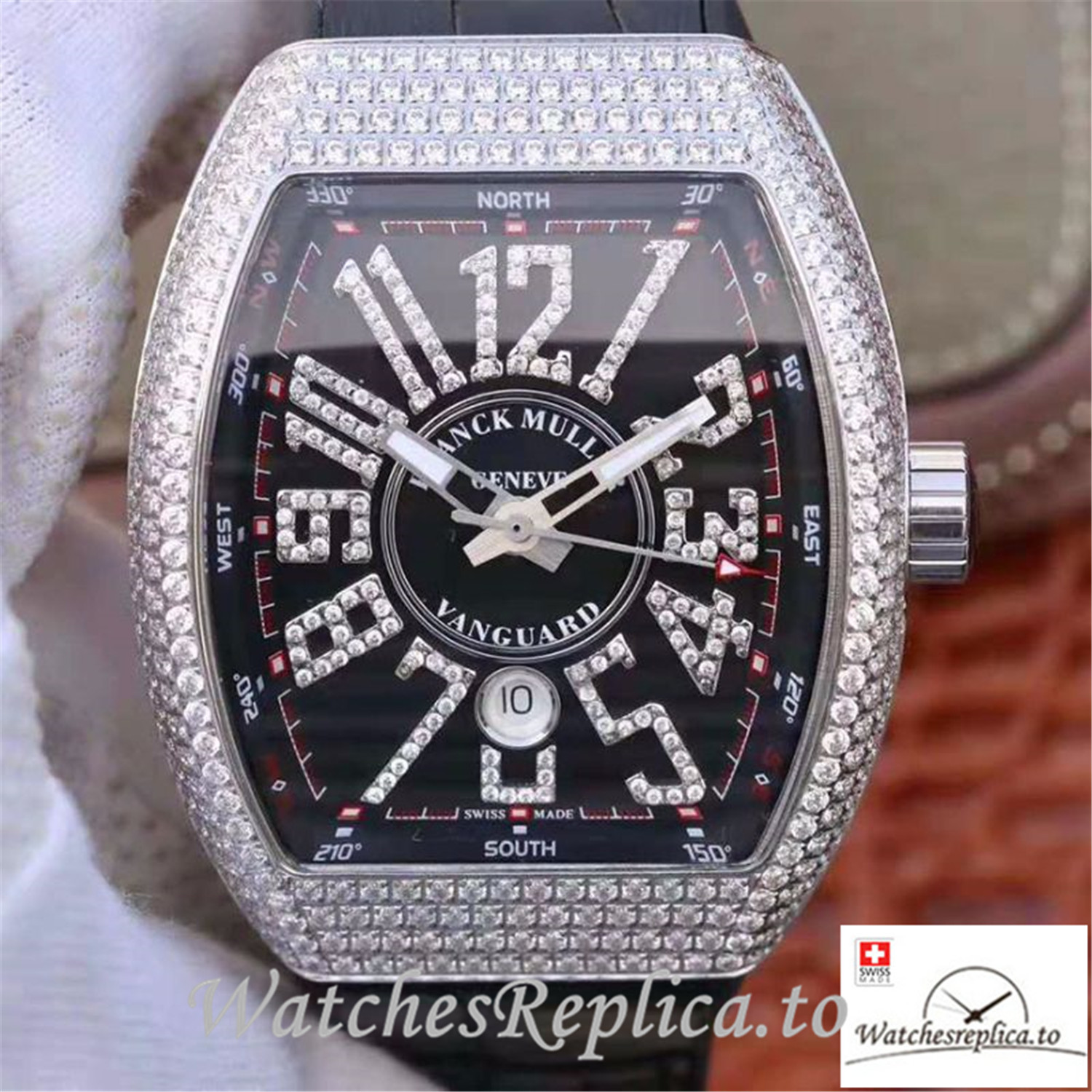 Swiss Franck Muller Vanguard Replica V45.SC.DT.D.NBR.CD.5N.NR 001 Black Strap 44 MM × 54 MM - WatchesReplica.is