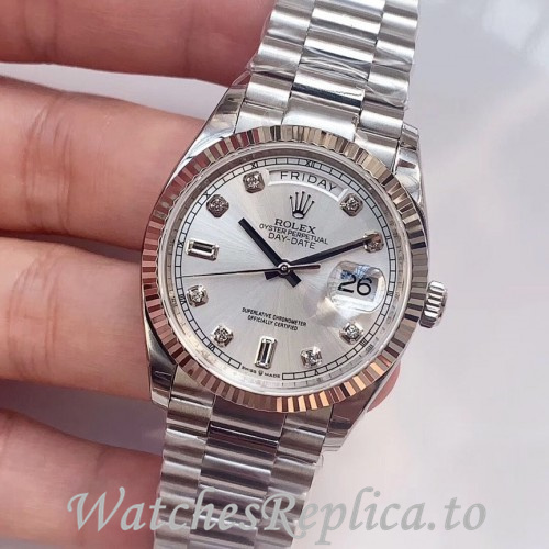 Swiss Rolex Day Date Replica 128239 Stainless steel strap 36MM - WatchesReplica.is