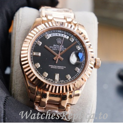 Swiss Rolex Day Date Replica 218238 Rose Gold strap 40MM - WatchesReplica.is