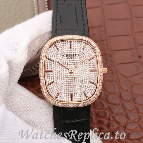 Patek Philippe Replica Golden Ellipse Leather strap 39.5MM - WatchesReplica.is