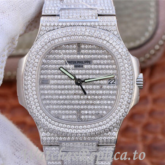 Patek Philippe Replica Nautilus White Gold strap 40MM - WatchesReplica.is