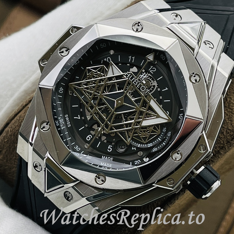 Hublot Replica Big Bang Sang Bleu II Rubber strap 45MM - WatchesReplica.is