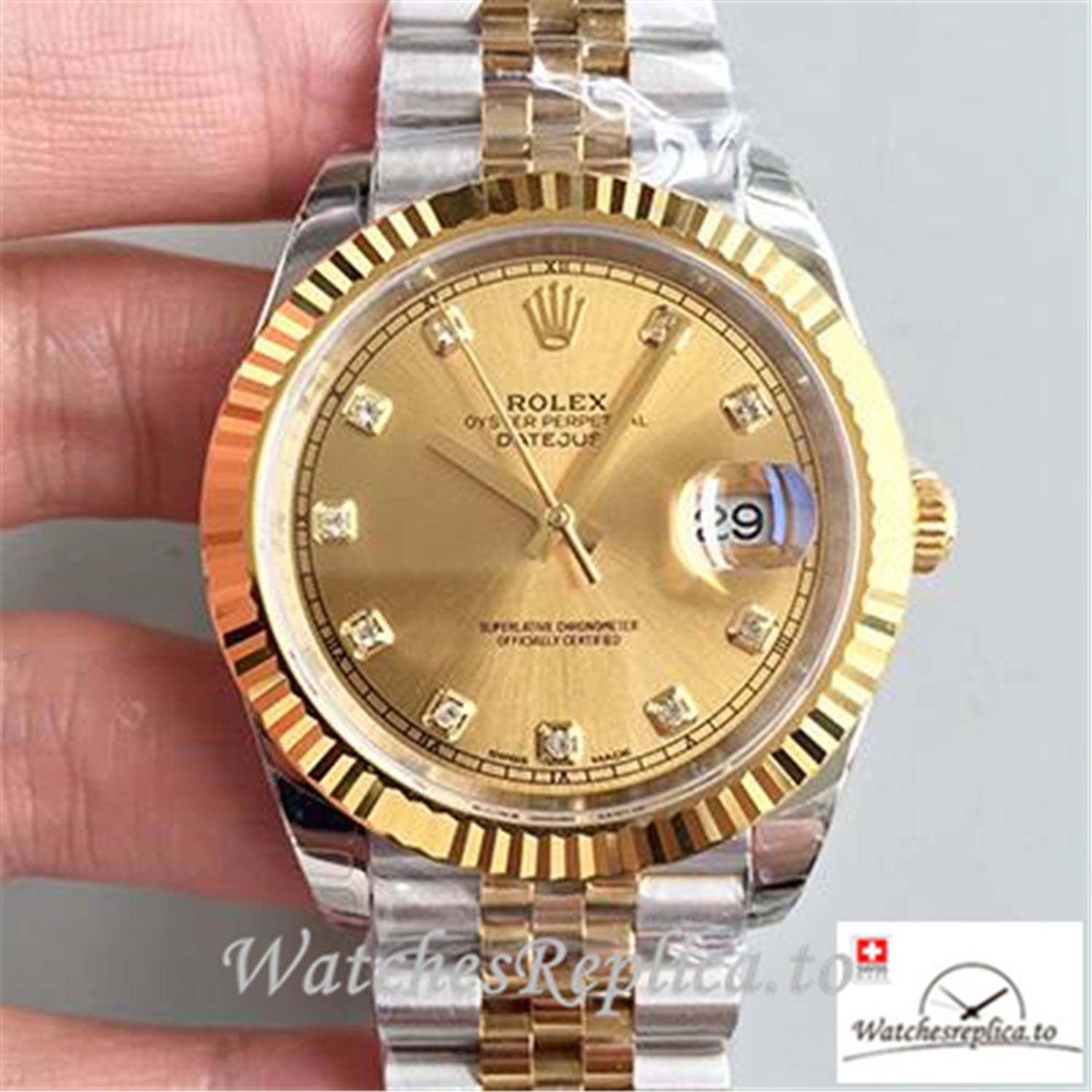 Swiss Rolex Datejust Replica 116333 001 Yellow Gold Dial 41MM - WatchesReplica.is