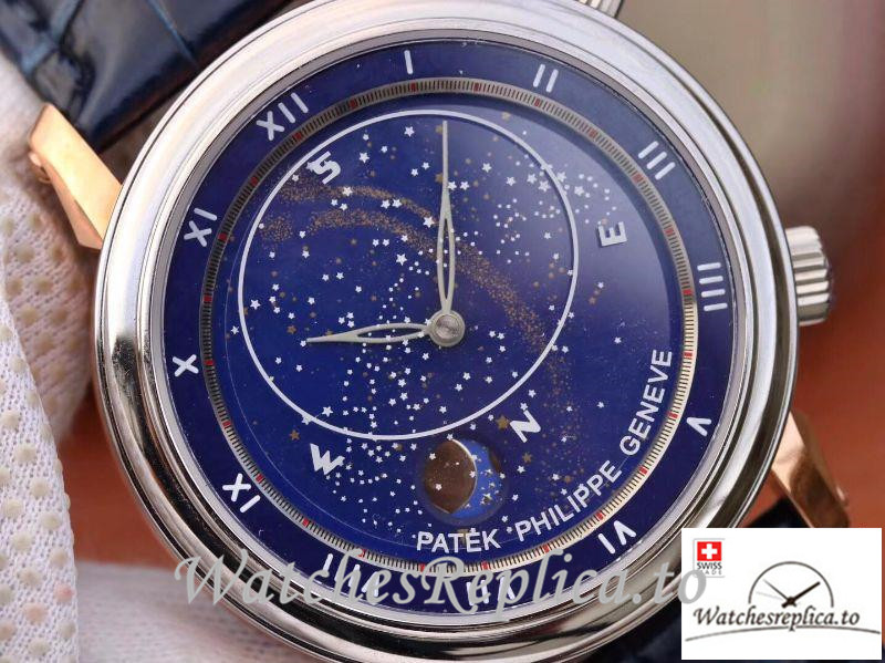 Swiss Patek Philippe Grand Complications Sky Moon Celestial Rose Gold Replica 5102PR-001 Black Strap - WatchesReplica.is