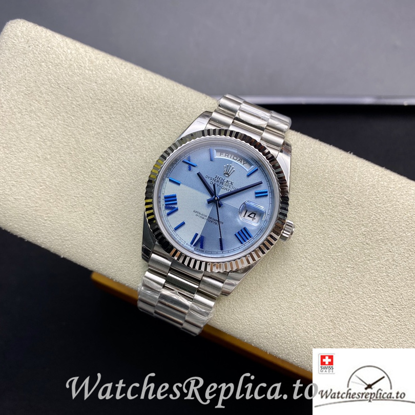 Swiss Rolex Day Date Replica 126331 Stainless steel strap 40MM Blue Dial - WatchesReplica.is