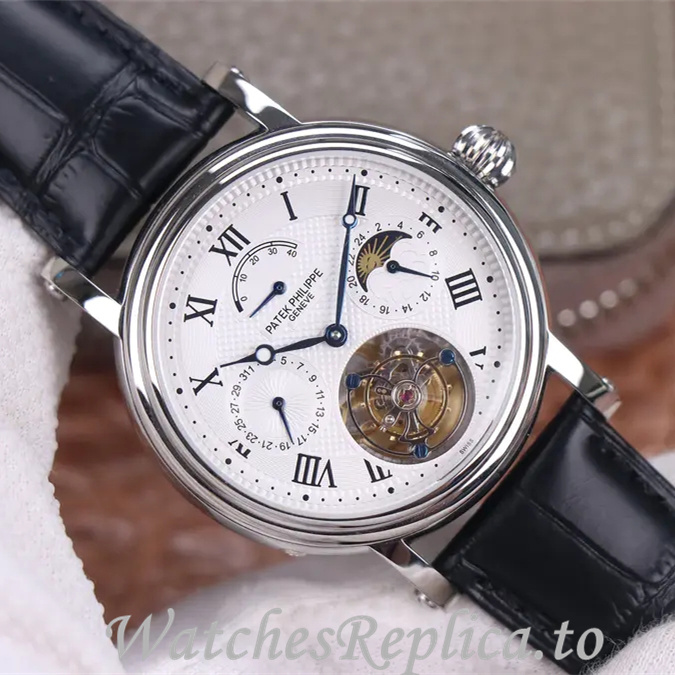 Patek Philippe Replica Complications Leather strap 42MM - WatchesReplica.is