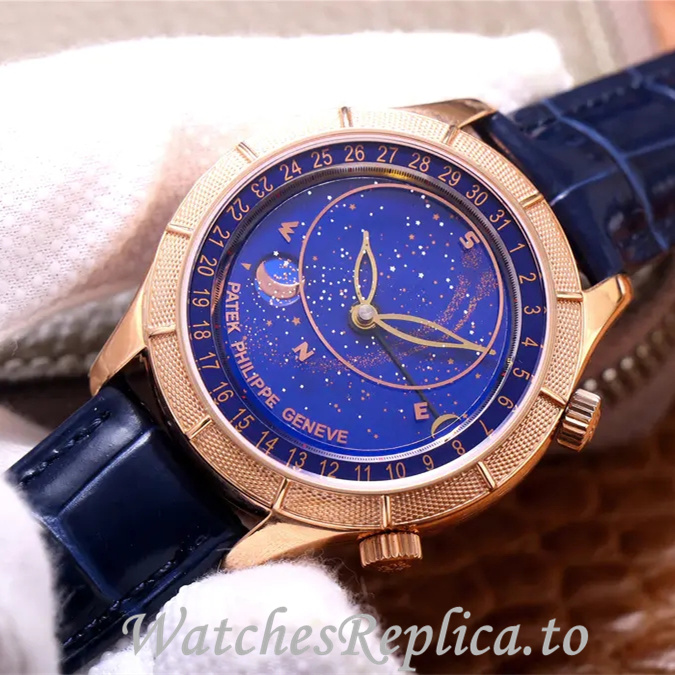 Patek Philippe Replica Complications Leather strap 42MM - WatchesReplica.is