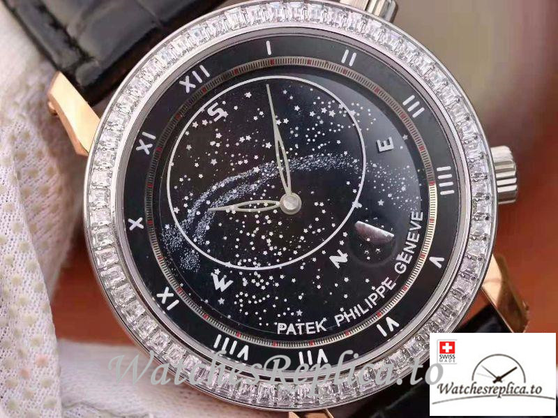 Swiss Patek Philippe Grand Complications Sky Moon Celestial Replica 5102PR Black Strap 43MM - WatchesReplica.is