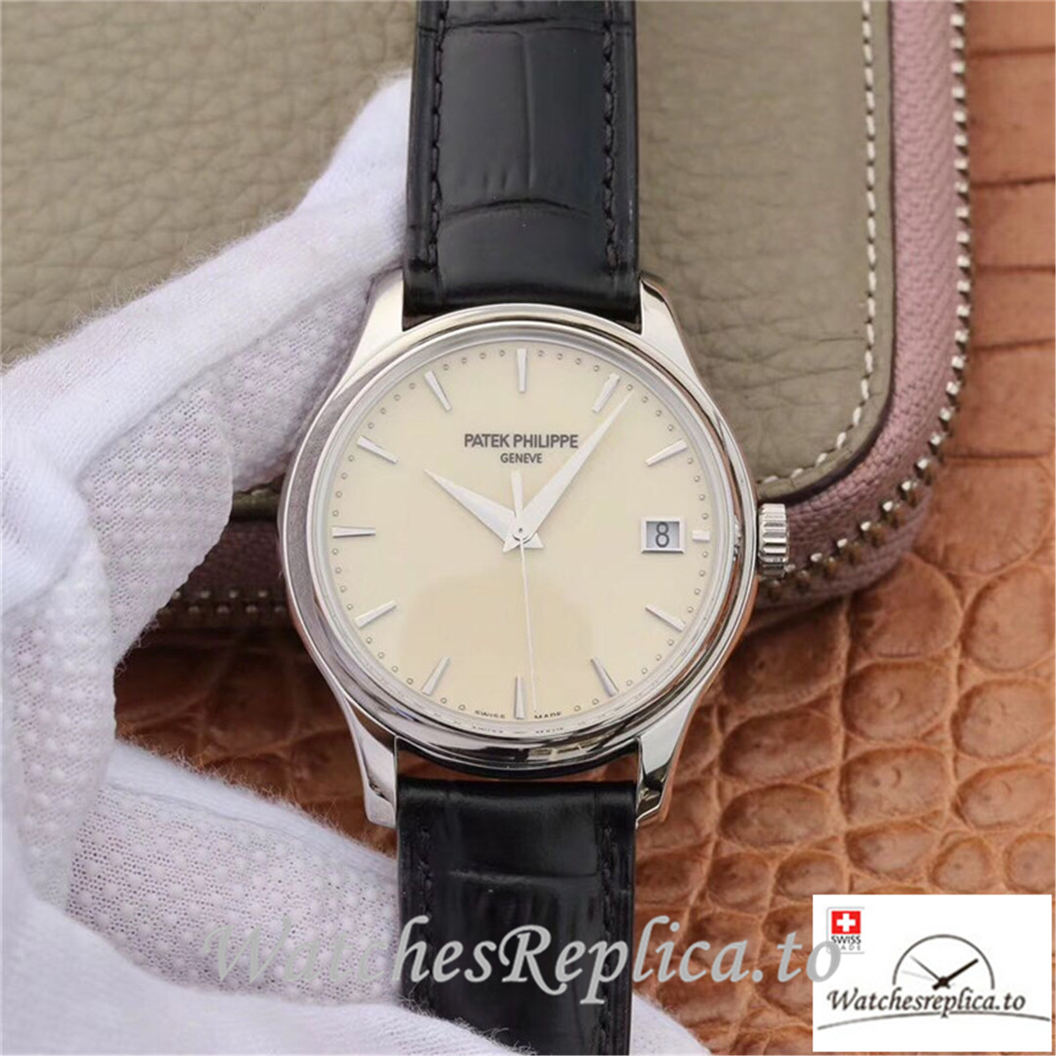 Swiss Patek Philippe Calatrava Replica 5227 Black Strap 39MM×10.2MM - WatchesReplica.is