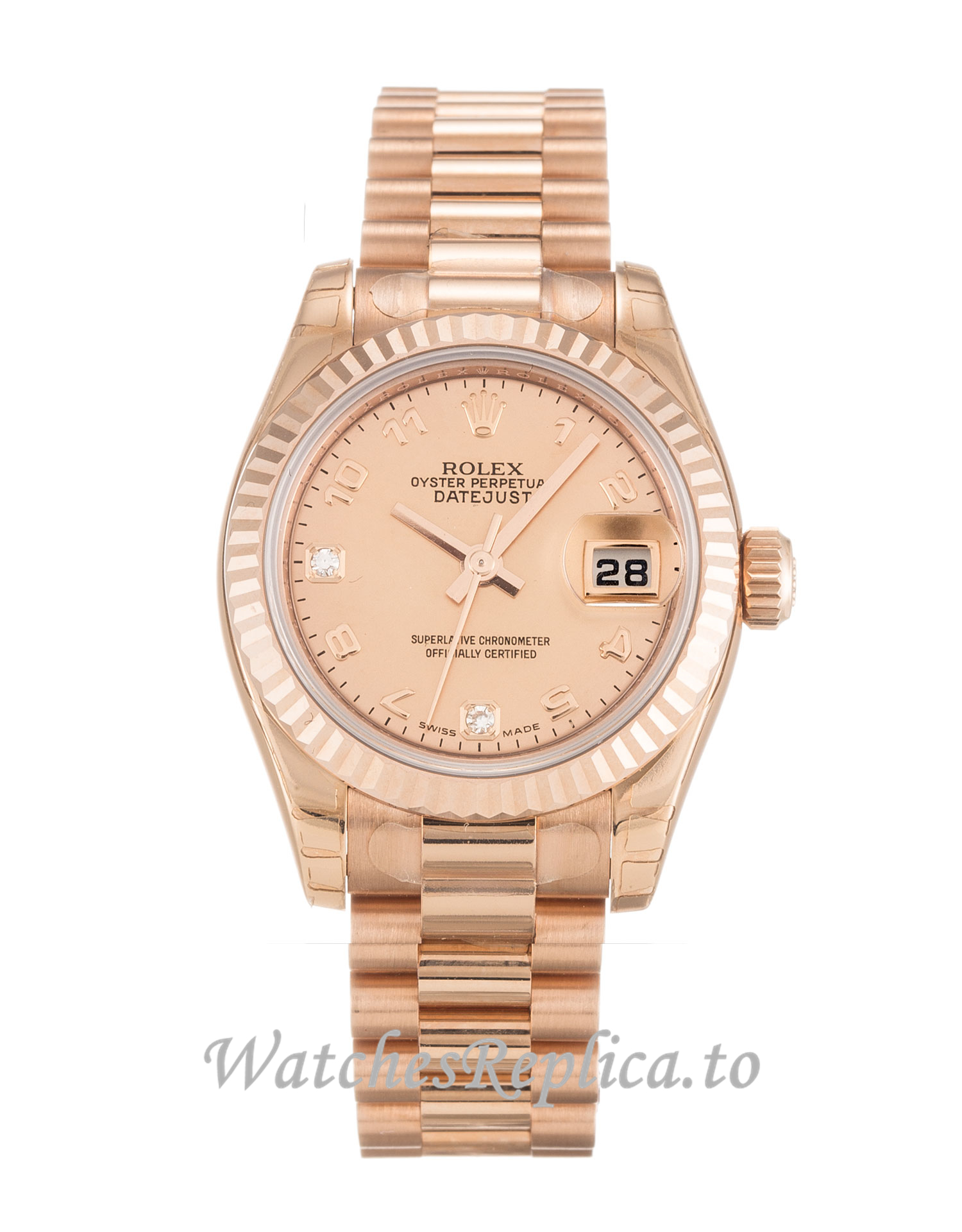 Rolex Datejust Lady Mother of Pearl Goldust Diamond Dial 179175F 26MM - WatchesReplica.is