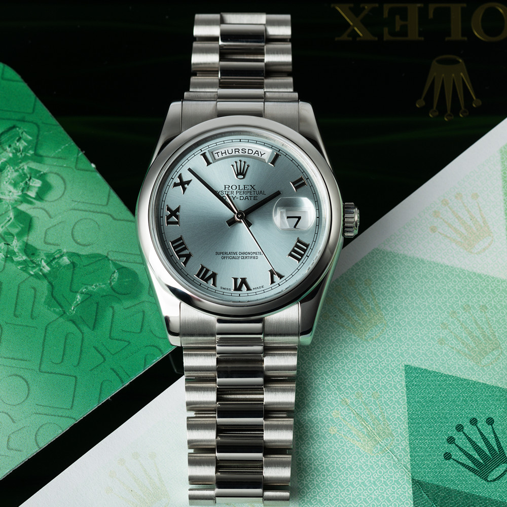 Rolex Day-Date Blue Dial 118206 - WatchesReplica.is