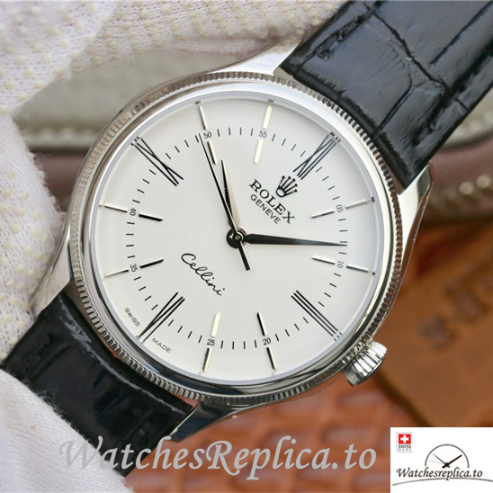Swiss Rolex Cellini 50509-0016 Leather strap 39MM - WatchesReplica.is