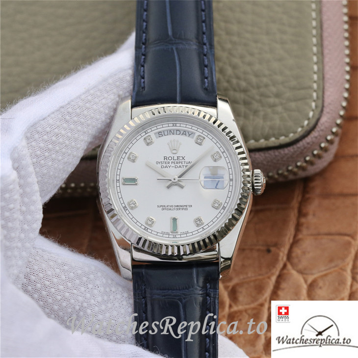 Swiss Rolex Day-Date Replica 118139 Leather strap 36MM - WatchesReplica.is