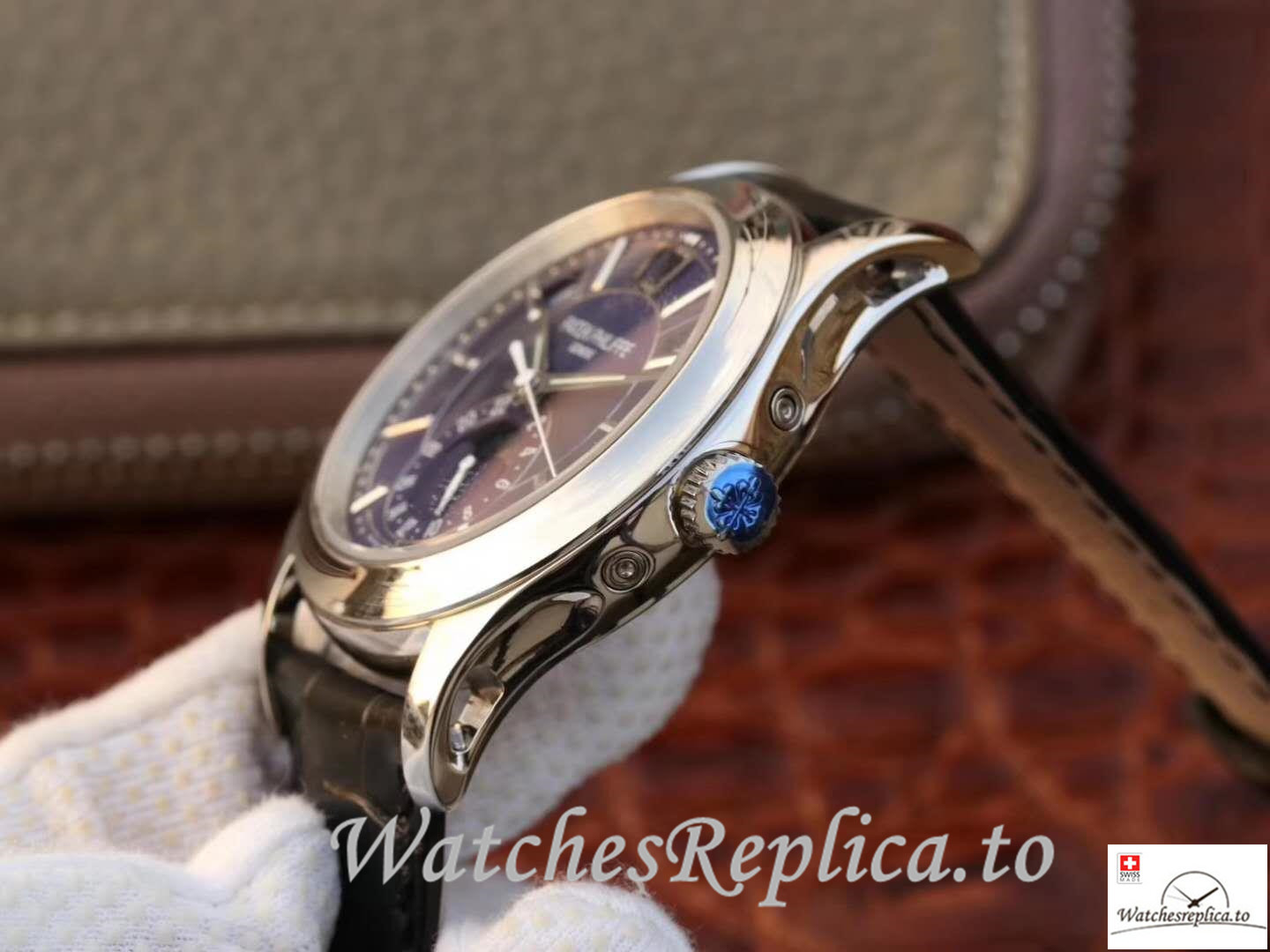 Swiss Patek Philippe Complications Annual Calendar Replica 5205G-013 Black Strap 40MM - WatchesReplica.is