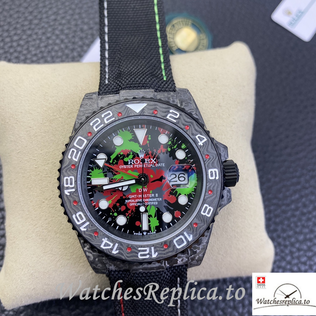 Swiss Rolex GMT Master Electro Carbon Carbon fiber strap 40MM - WatchesReplica.is