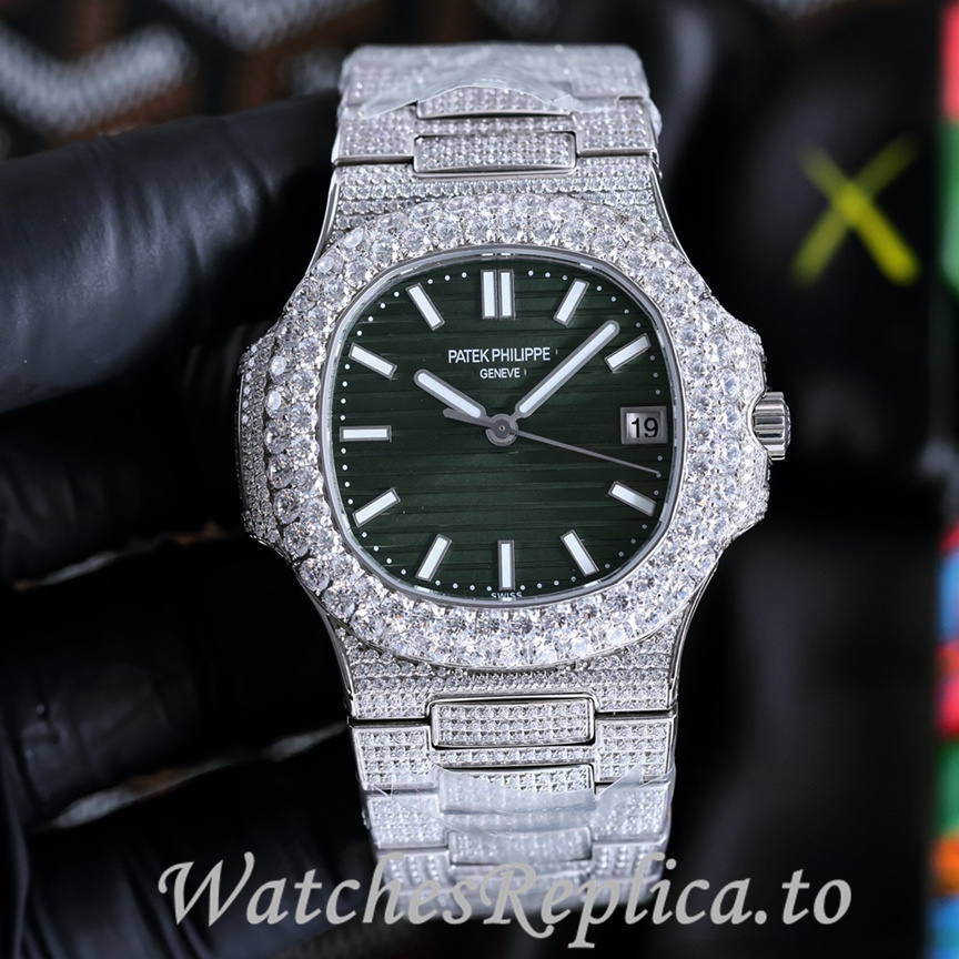 Patek Philippe Replica Nautilus 5711 Diamonds paved strap 40MM - WatchesReplica.is