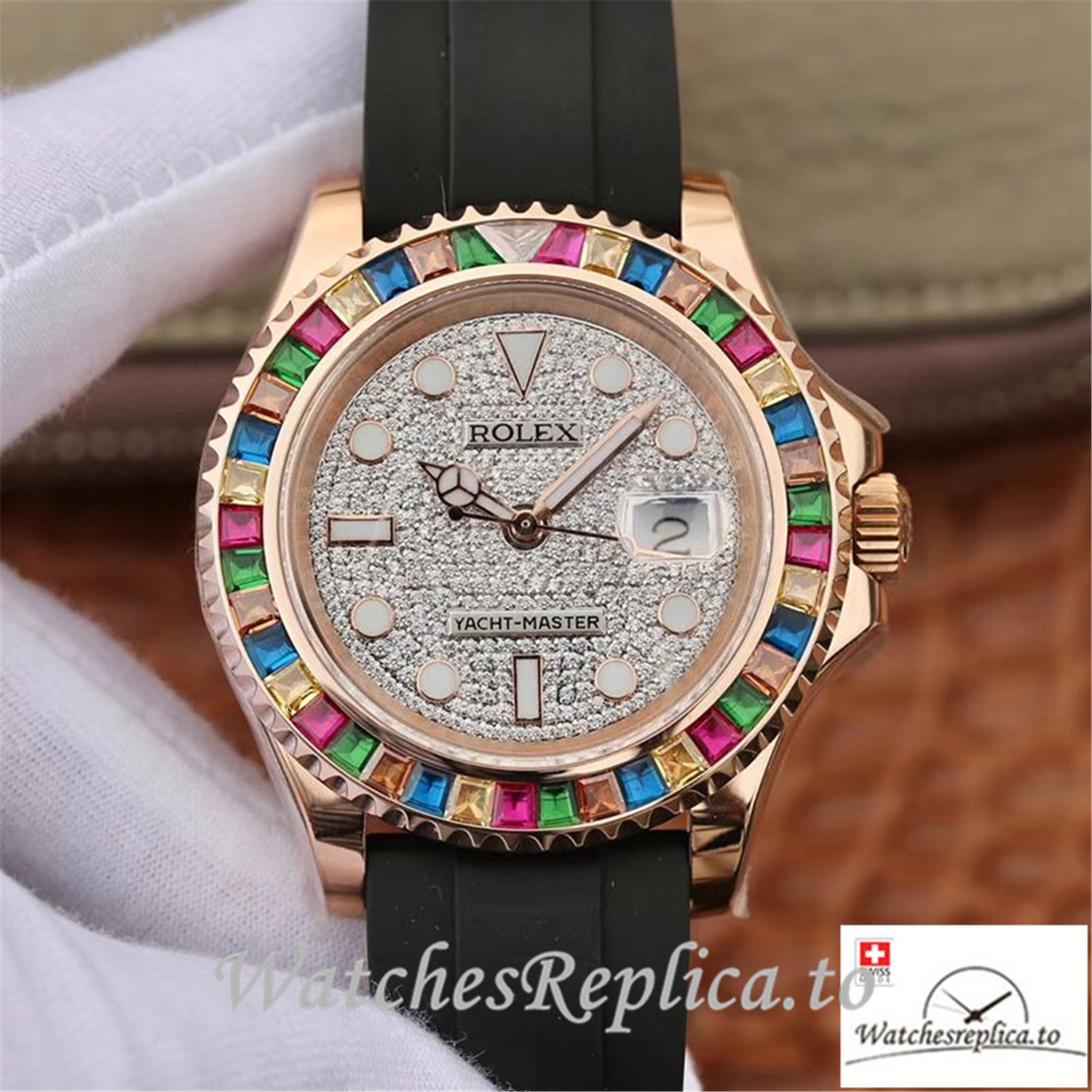 Swiss Rolex Oyster Perpetual Replica 116695 Black Strap 40MM - WatchesReplica.is