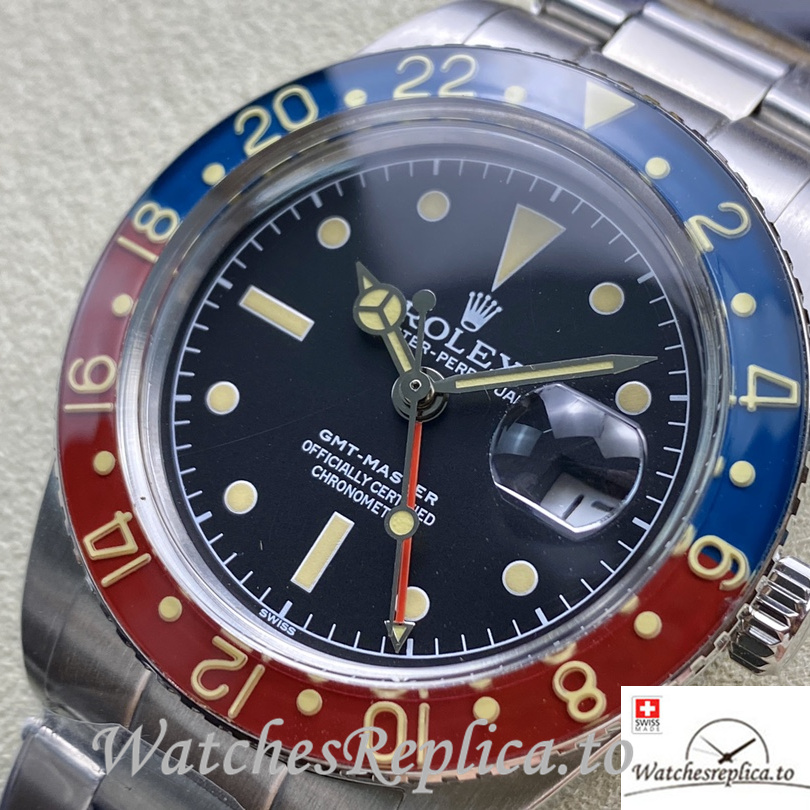 Swiss Rolex GMT Master 16710 Replica Stainless steel strap 40MM - WatchesReplica.is