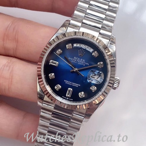 Swiss Rolex Day Date Replica 128239 Stainless steel strap 36MM - WatchesReplica.is