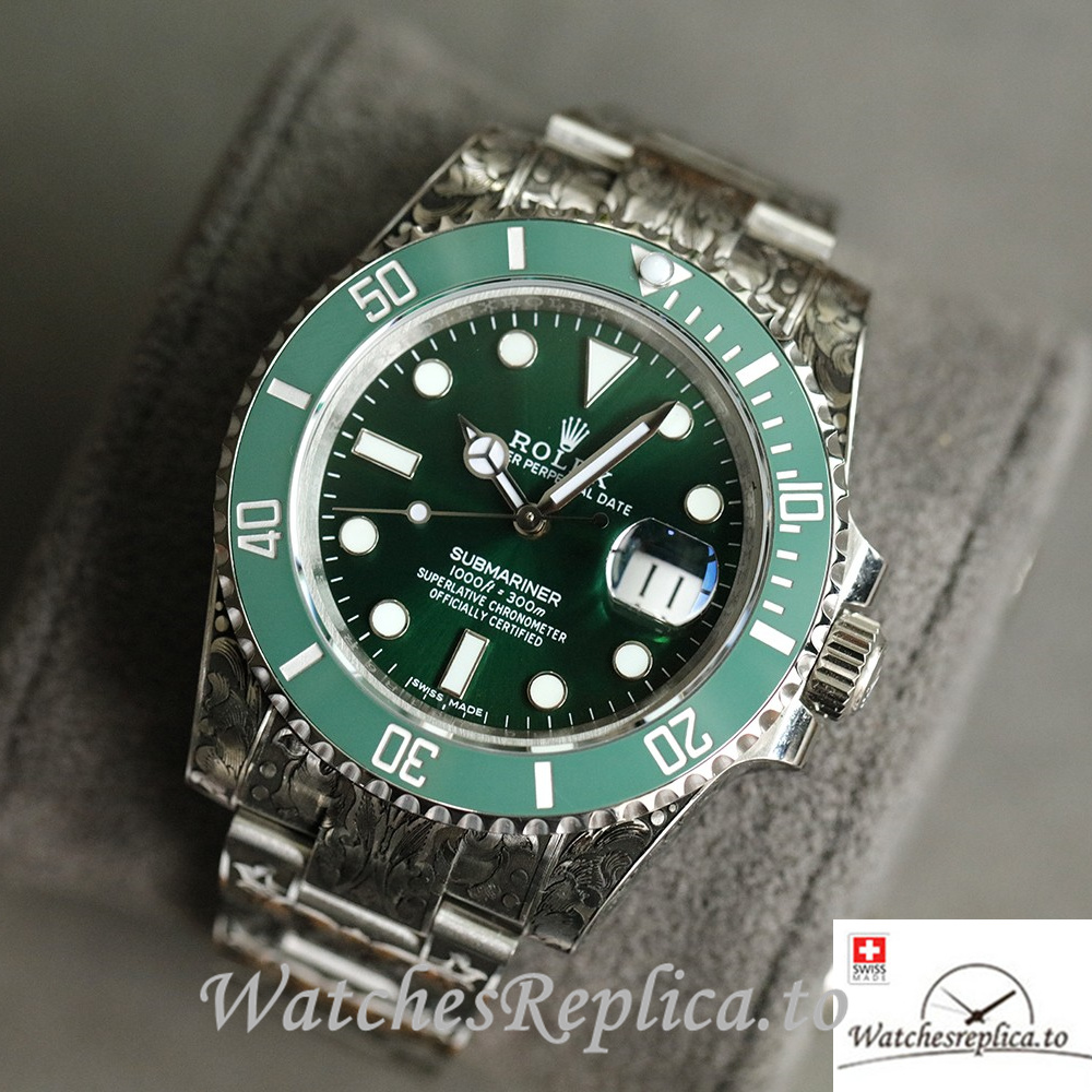 Swiss Rolex Submariner Replica Stainless steel strap 40MM Green Case - WatchesReplica.is