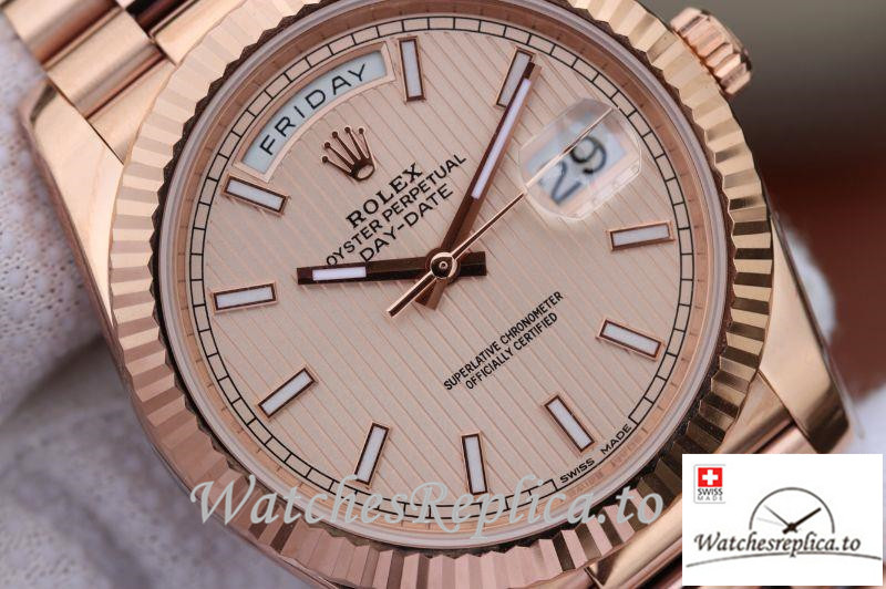 Swiss Rolex Day Date II Replica 228235 003 Rose Gold Strap 40MM - WatchesReplica.is
