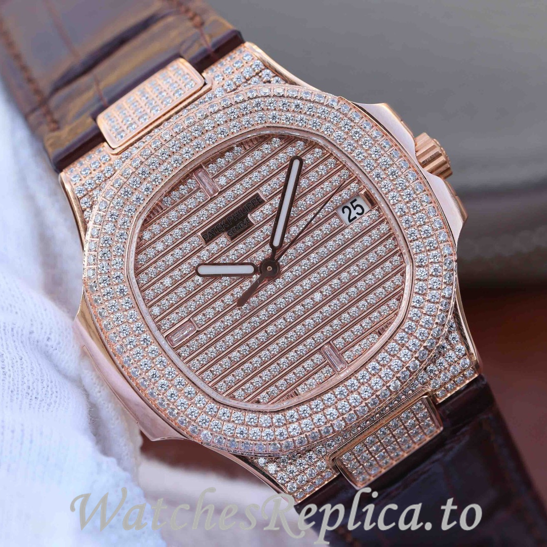 Patek Philippe Replica Nautilus Leather strap 40MM - WatchesReplica.is