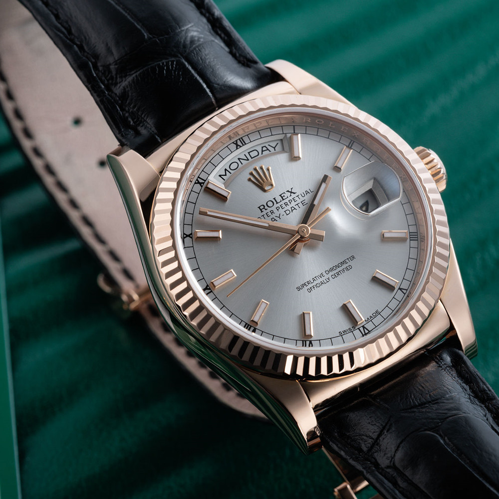Rolex Day Date Silver Dia 118135 - WatchesReplica.is