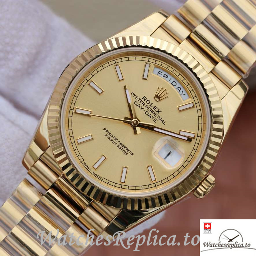 Swiss Rolex Day Date Replica 228238 Yellow Gold strap 40MM - WatchesReplica.is