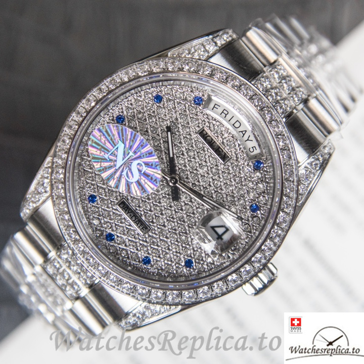 Swiss Rolex Day Date Replica Stainless steel strap 40MM - WatchesReplica.is